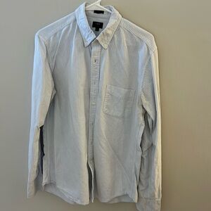 🍀 EUC J Crew Men’s Oxford Button Down Blue/White Stripe size Large Slim Fit